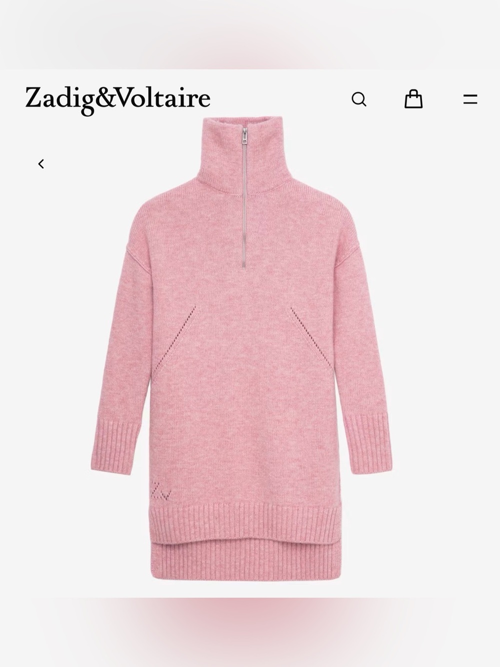 Zadig & Voltaire Dusty Pink Half-Zip Turtleneck Sweater